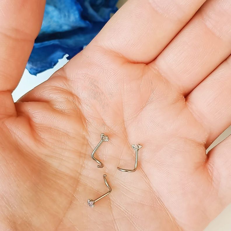 Pack Piercing Acero Quirúrgico Nariz set Zirconia Tornasol tipo S-7
