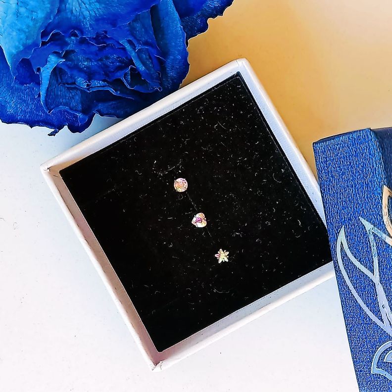 Pack Piercing Acero Quirúrgico Nariz set Zirconia Tornasol tipo S-2