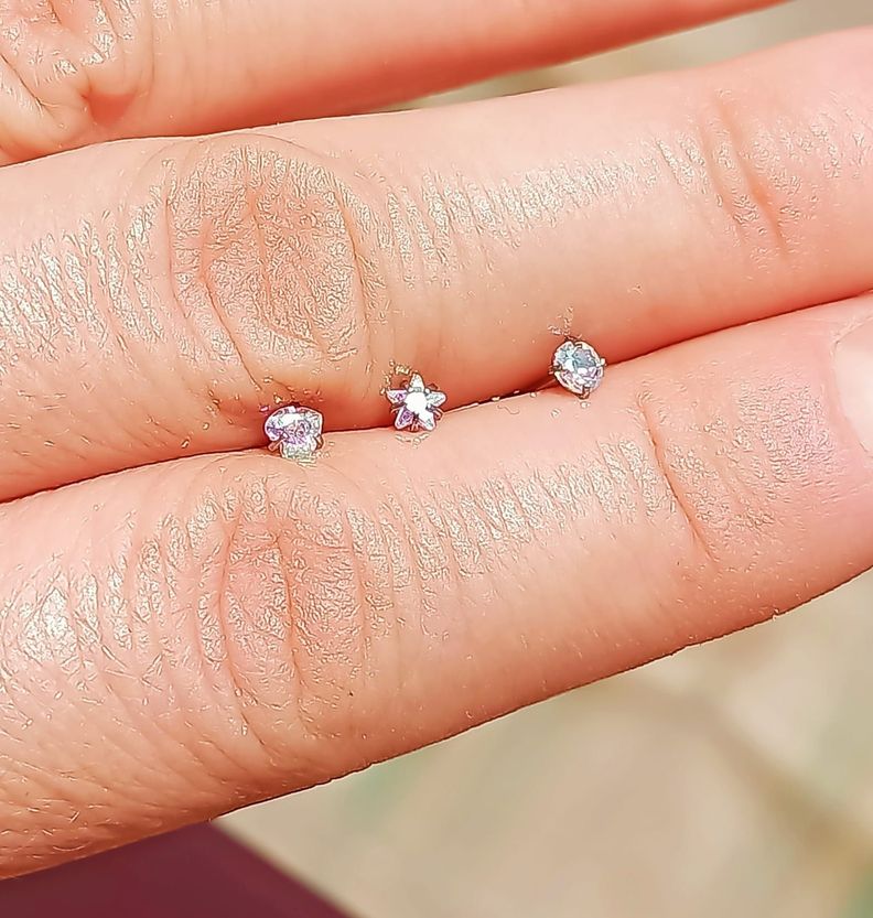 Pack Piercing Acero Quirúrgico Nariz set Zirconia Tornasol tipo S-3