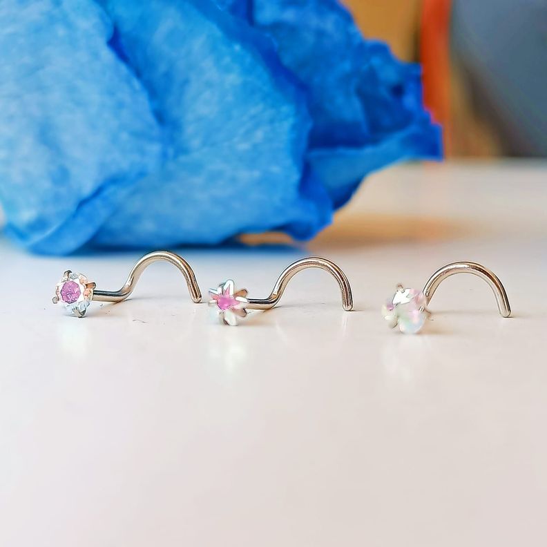 Pack Piercing Acero Quirúrgico Nariz set Zirconia Tornasol tipo S-4