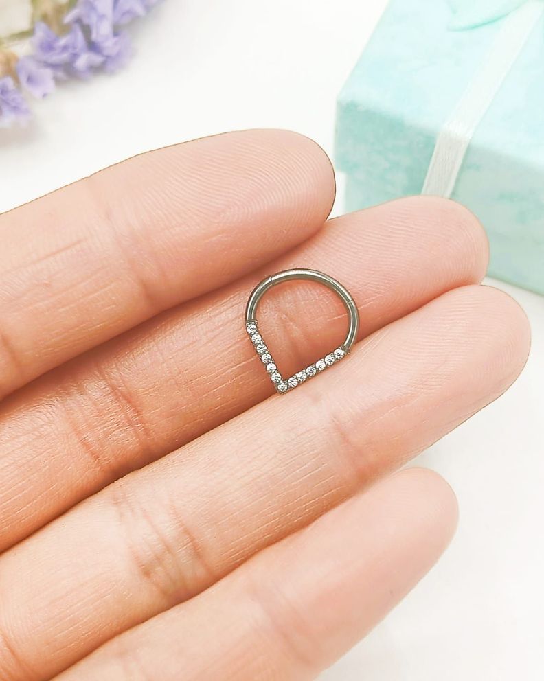 Piercing Septum Tragus F136 G23 Titanio Lagrima Circonio-5
