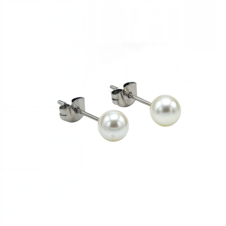 Aros Sascha perla 6mm titanio G23 ASTM F136 20G Plateado
