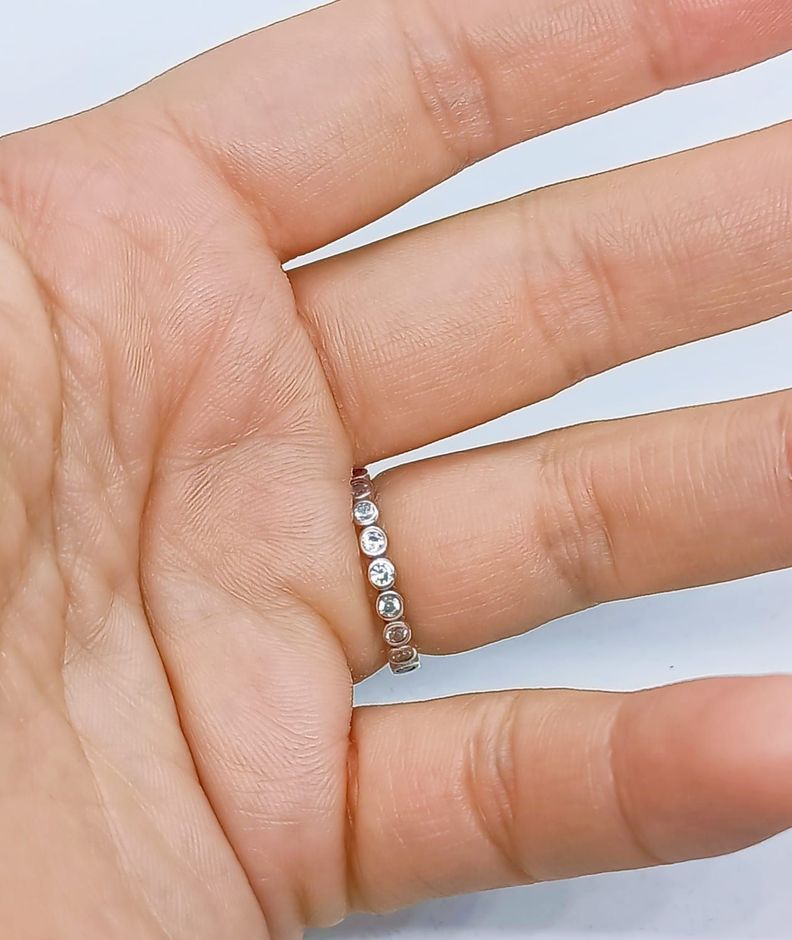 Anillo Pila Plata 925 Lujo Amor Zirconia Compromiso Apilable talla 7-5