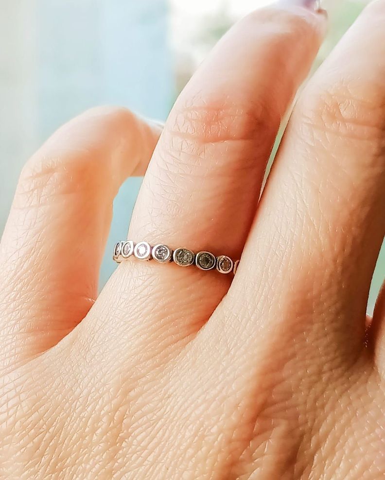 Anillo Pila Plata 925 Lujo Amor Zirconia Compromiso Apilable talla 7-2