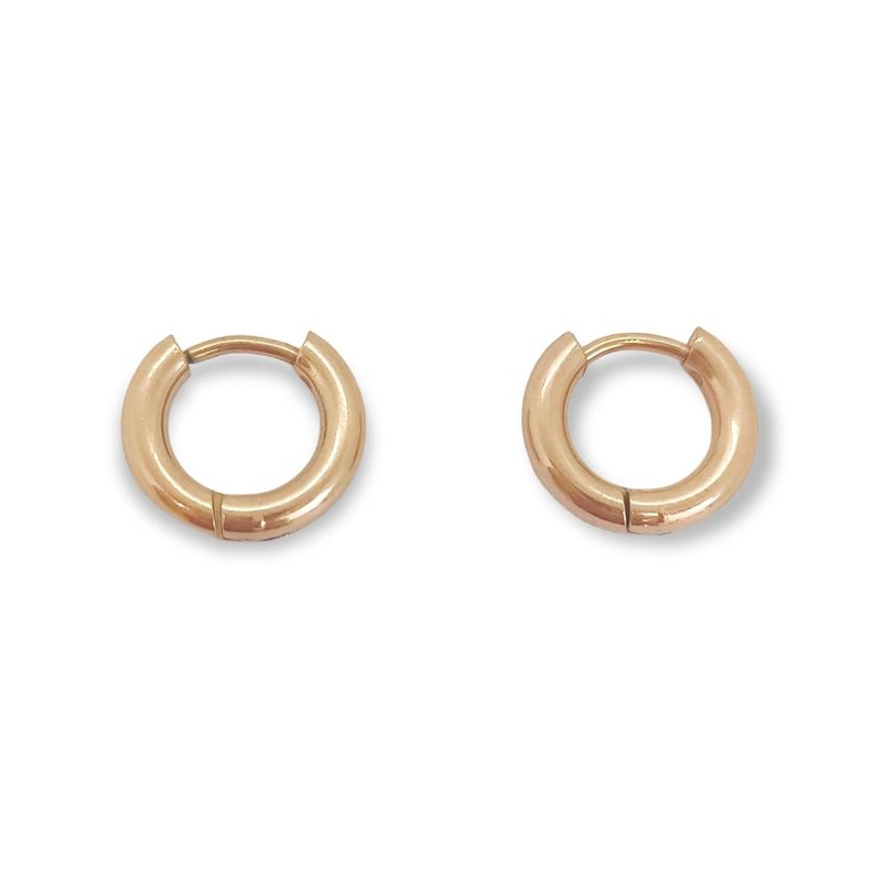 Argollas Huggies chicas 8mm enchapadas en oro rosa 18kl -0