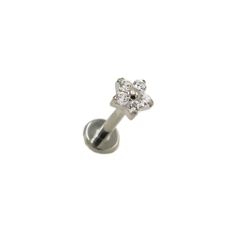 Piercing punto de luz flor titanio ASTM F136 G23 plateado-0