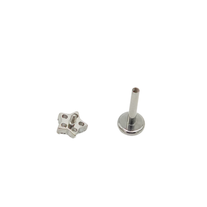 Piercing punto de luz flor titanio ASTM F136 G23 plateado-2
