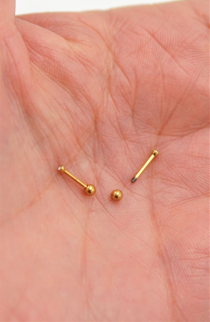 Aros punto de luz chicos bebe titanio ASTM F136 G23 dorados-5