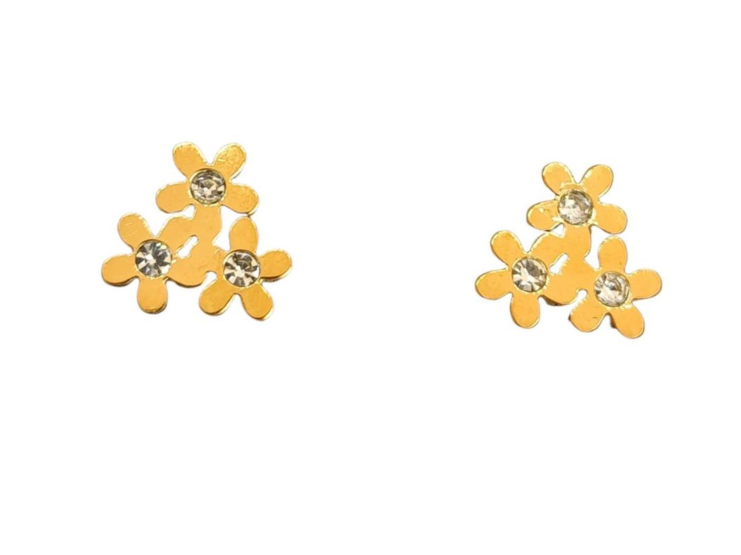 Pendientes Flores Punto Luz Aretes enchapado oro 14kl-0