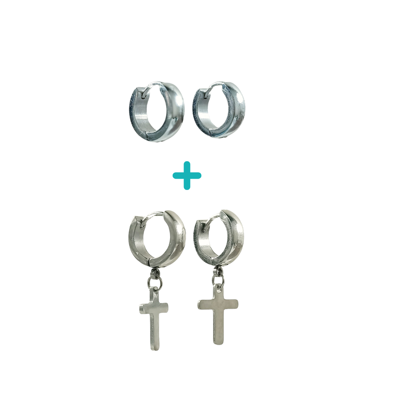 Pack De 2 Pares De Argollas Lisas Plateadas Helix Piercing-0
