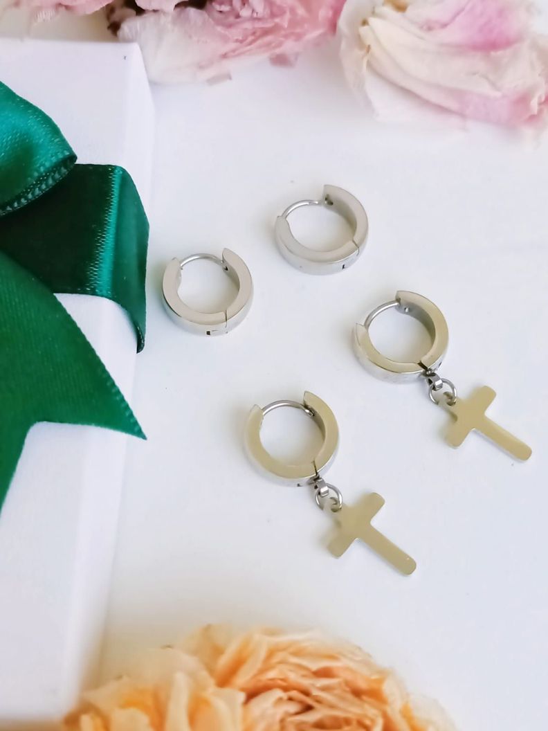 Pack De 2 Pares De Argollas Lisas Plateadas Helix Piercing-2