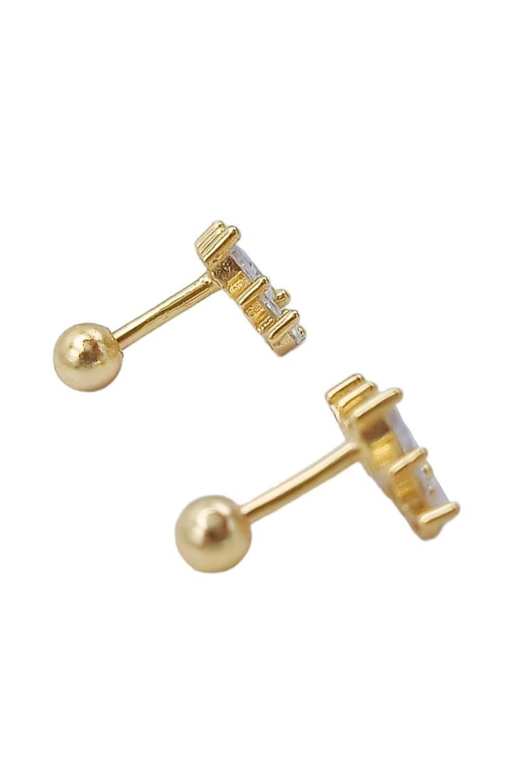 Aros Corona Piercing Helix Flat Plata 925 Chapada En Oro 18k-4