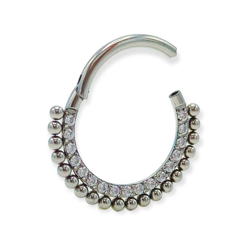 Piercing Septum Astm F136 G23 Acero Titanio Diadema Circonio-0