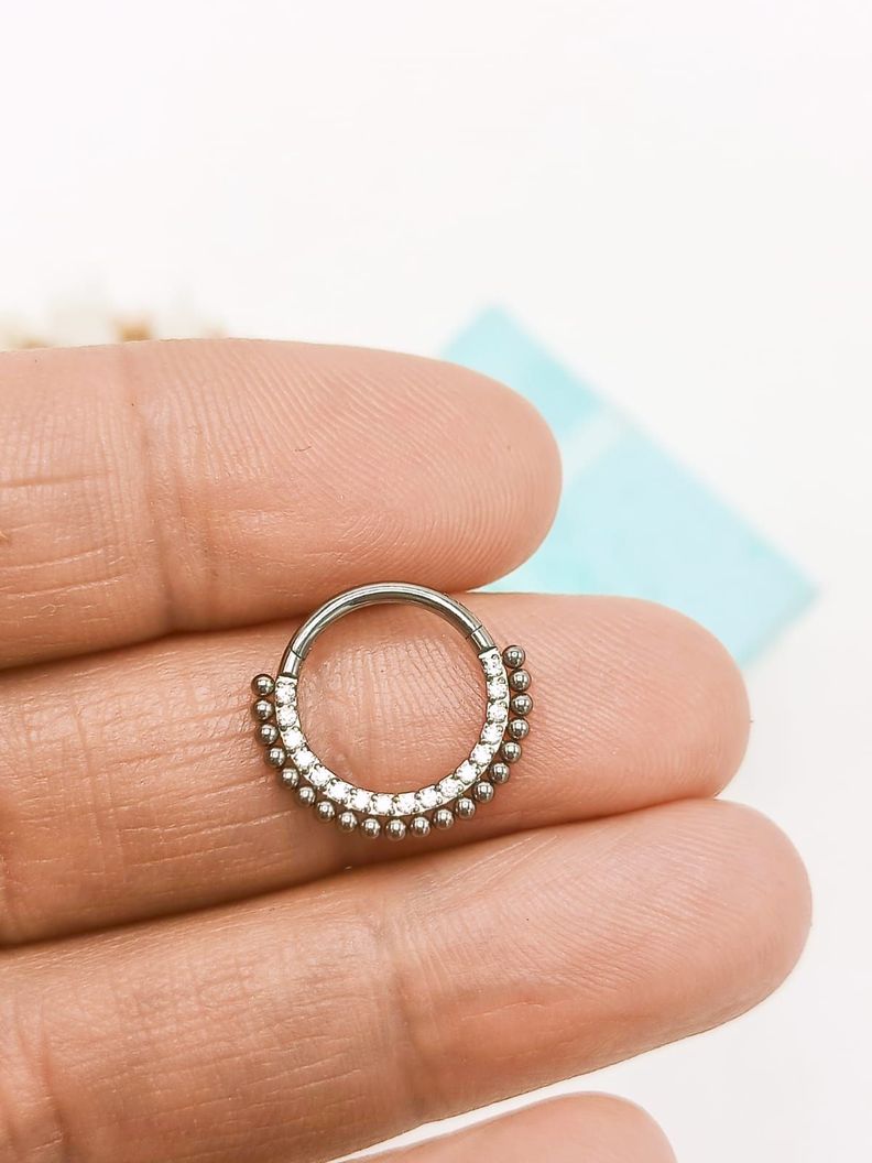 Piercing Septum Astm F136 G23 Acero Titanio Diadema Circonio-3