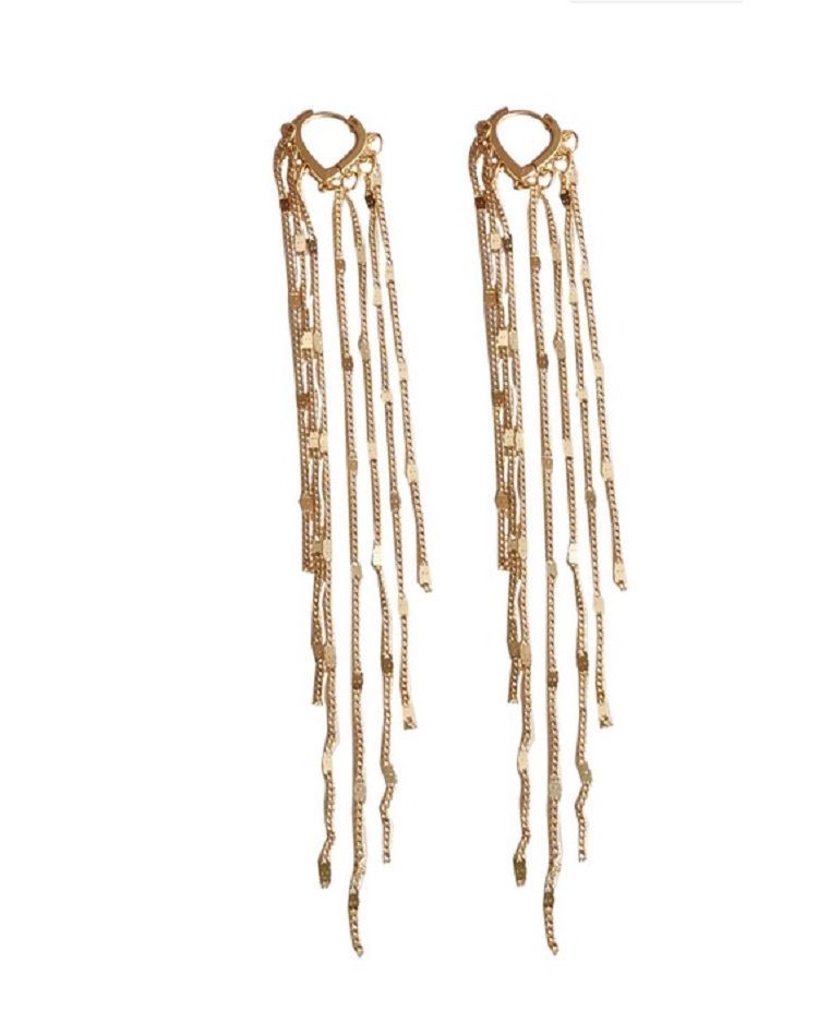Pendientes Tipo Cascada Largos baño oro 14kl-0