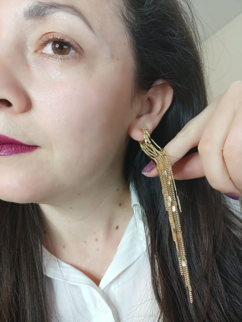 Pendientes Tipo Cascada Largos baño oro 14kl-1