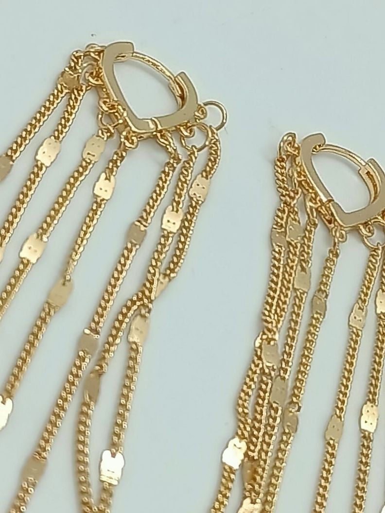 Pendientes Tipo Cascada Largos baño oro 14kl-2