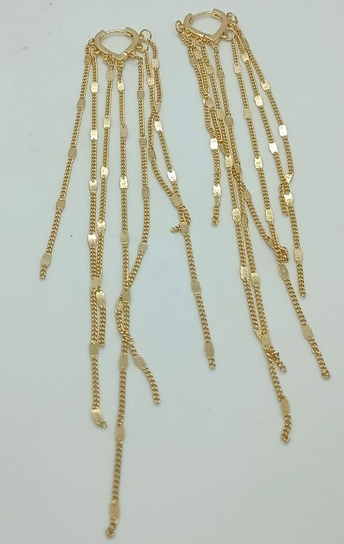 Pendientes Tipo Cascada Largos baño oro 14kl-3
