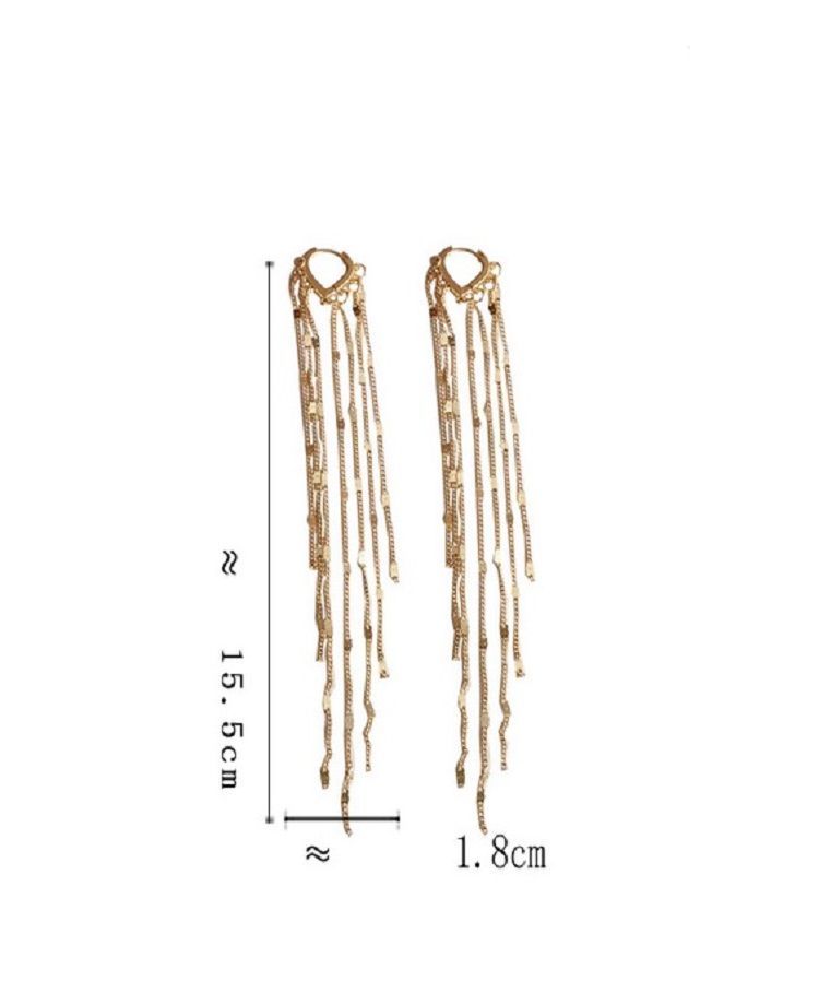 Pendientes Tipo Cascada Largos baño oro 14kl-6