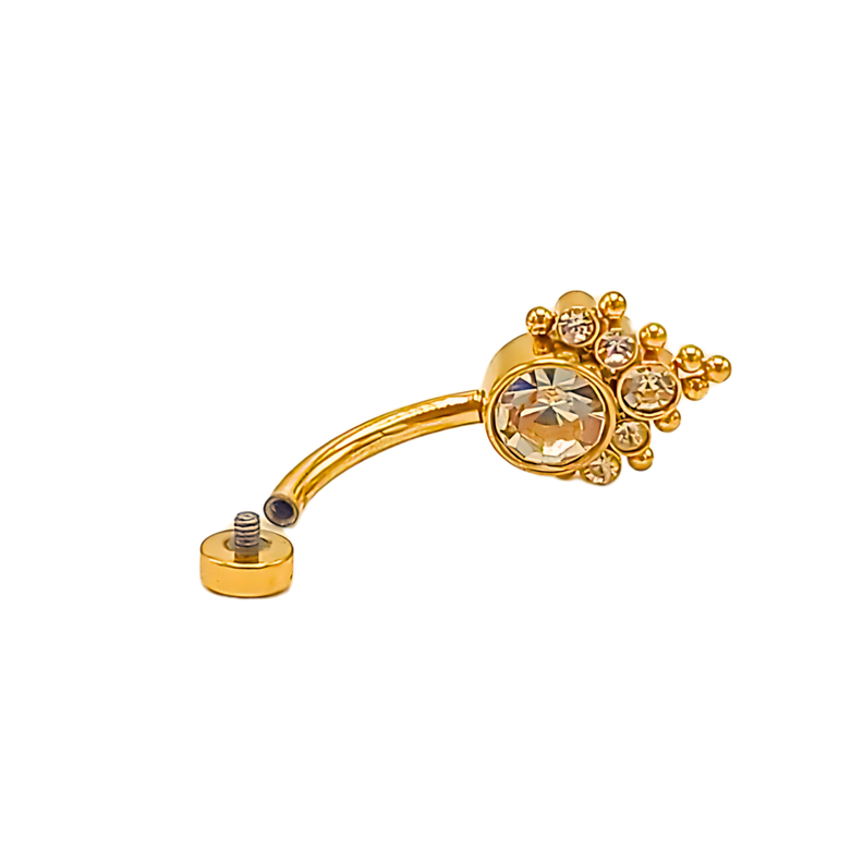 Piercing ombligo navel 10 mm titanio ASTM F136 G23 Zirconia dorado 14G-4
