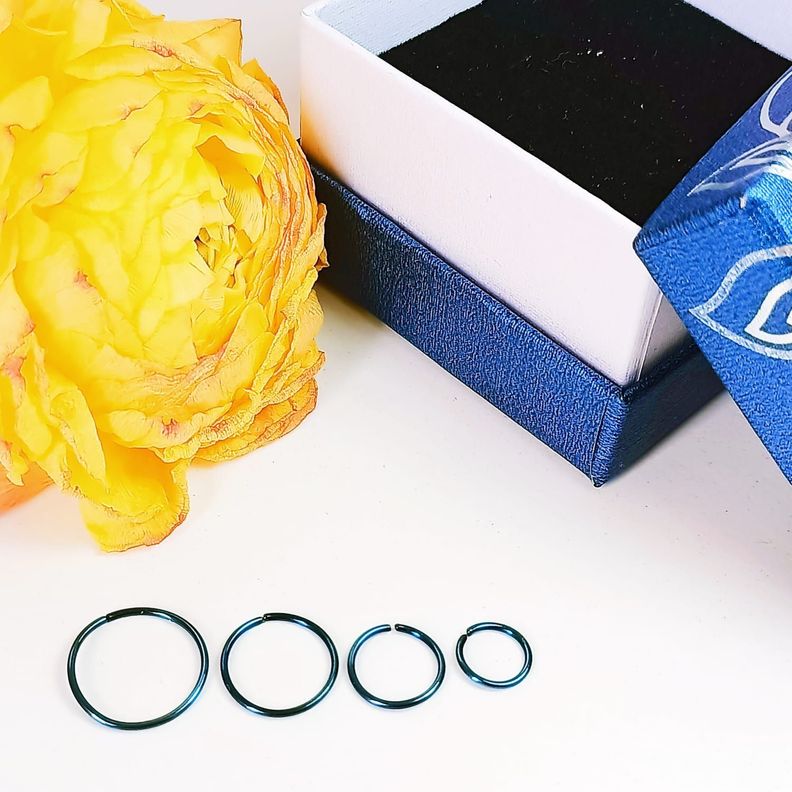 Set 4 Piercing ideal septum Azul electrico Aros Nostril Daith Tragus Helix Pack Punk-6