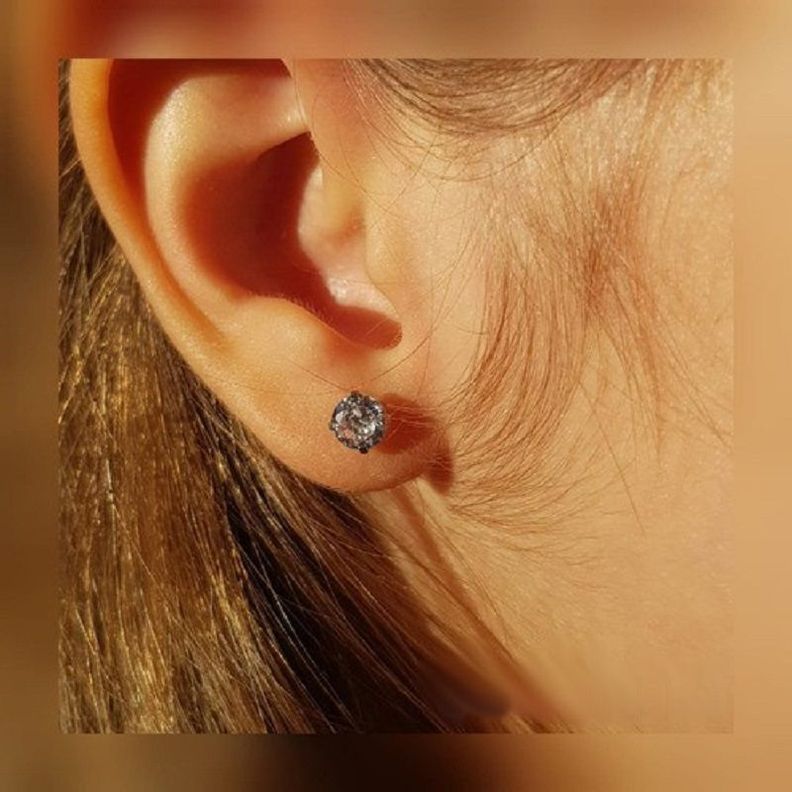 Aros Punto de Luz Acero Inoxidable Blanco Zirconio Cuadrado 5mm-1
