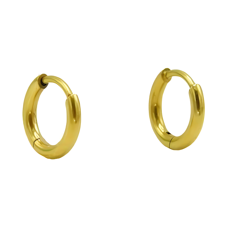 Argollas Circonios 8mm Titanio Astm F136 Chapado En Oro 18k-0