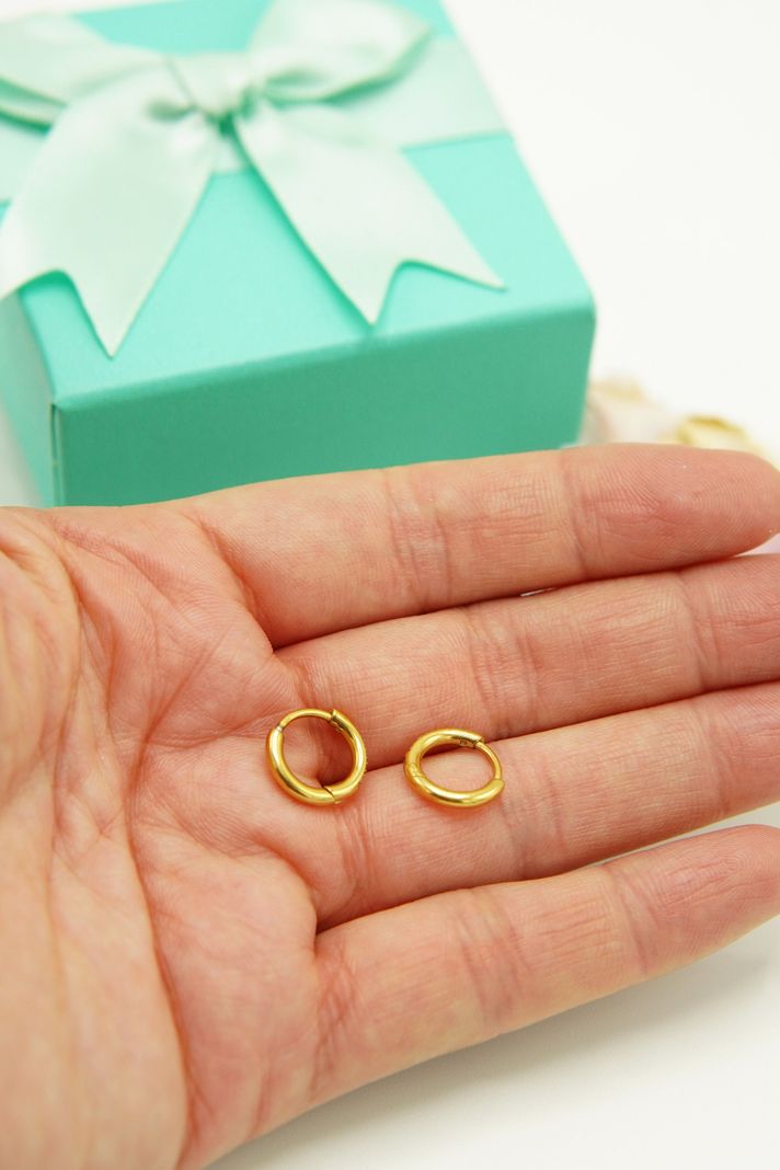 Argollas Circonios 8mm Titanio Astm F136 Chapado En Oro 18k-4
