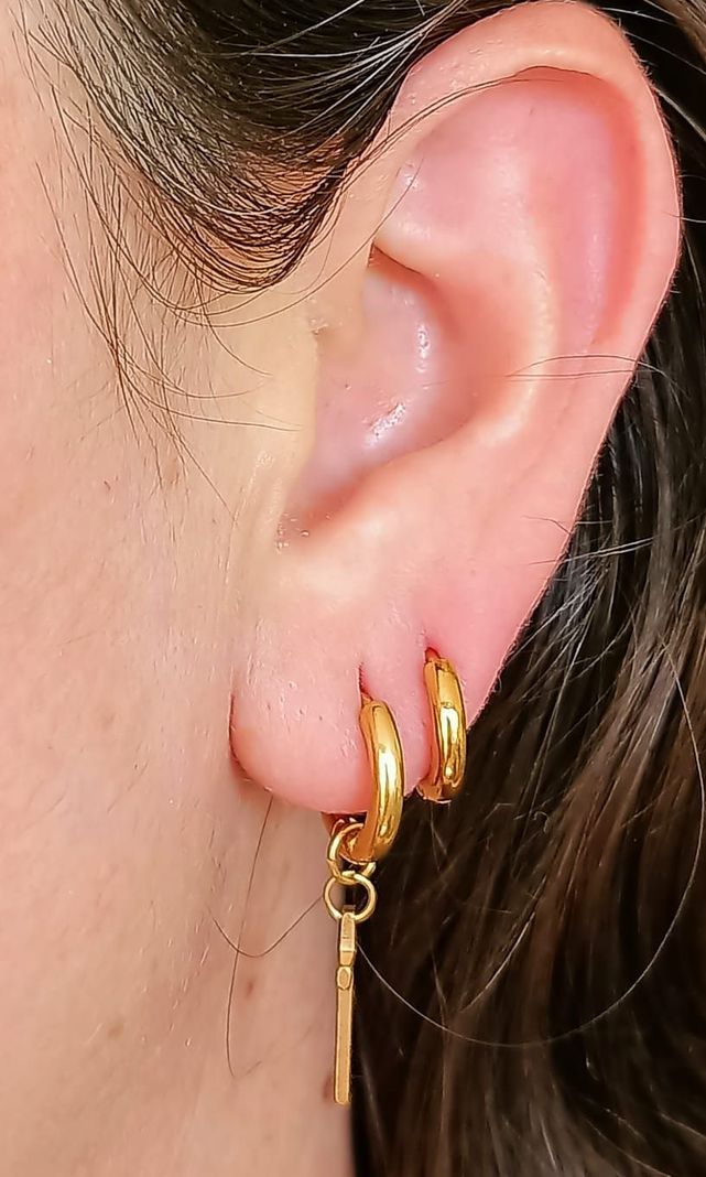 Pack De Aros Argollas Cruz Doble Uso Chapadas En Oro 18k-8