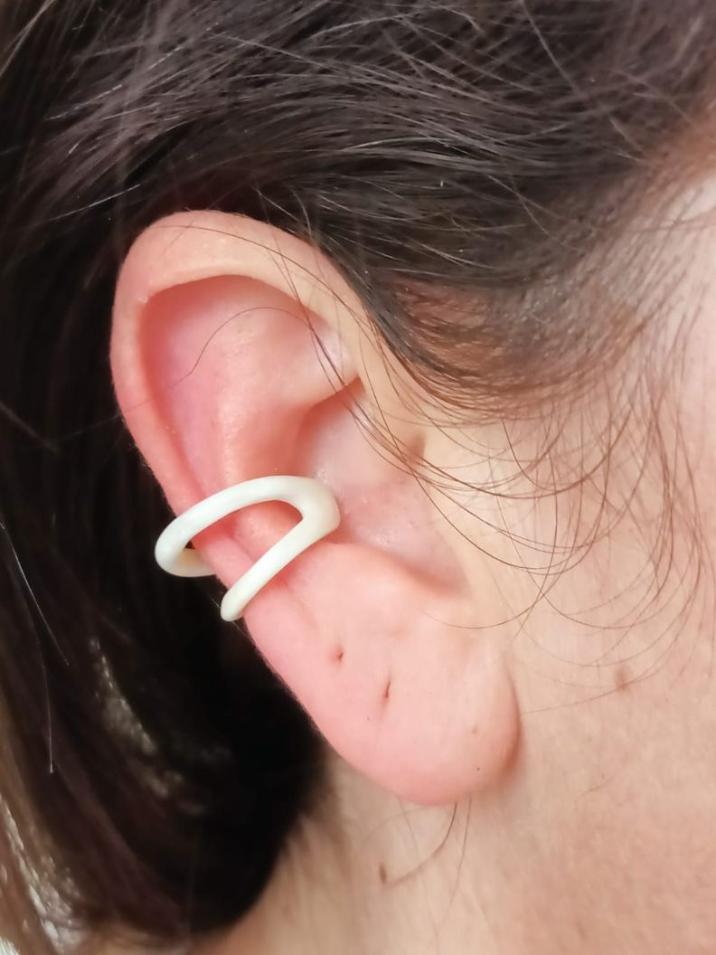 Piercing Oreja Earcuff Resina Colores Sin Perforación Punk blanco-1