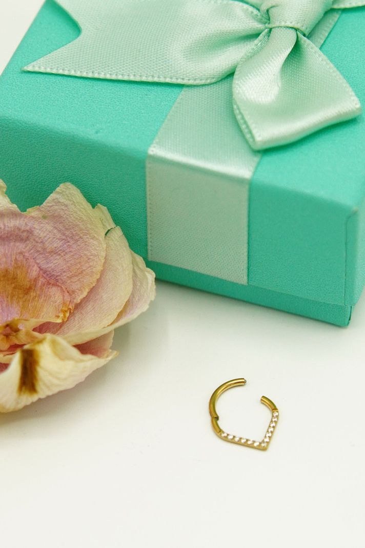 Piercing Septum Lagrima Titanio Astm F136 G23 Chapada En Oro-1