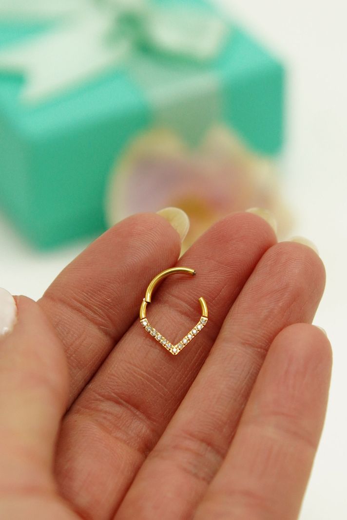 Piercing Septum Lagrima Titanio Astm F136 G23 Chapada En Oro-4