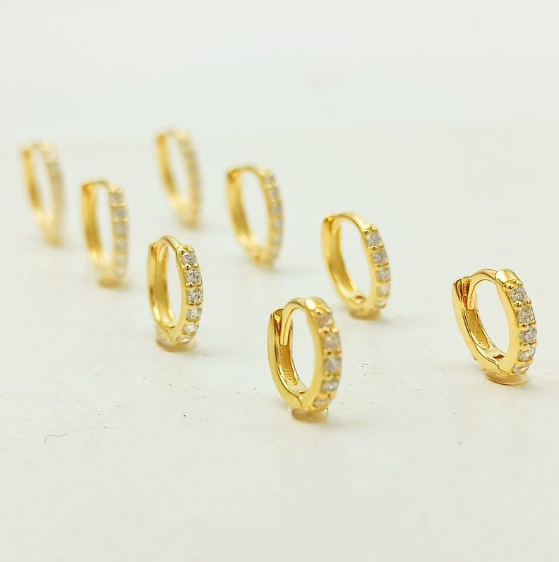 Pack Aros 4 Pares Piercing Plata s925 Chapada Oro-3