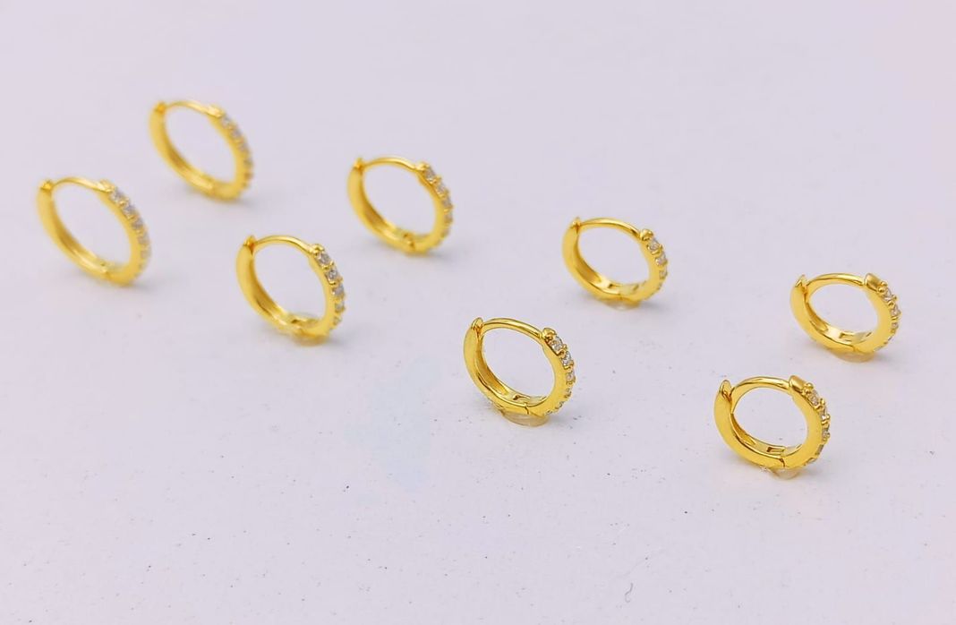 Pack Aros 4 Pares Piercing Plata s925 Chapada Oro-4