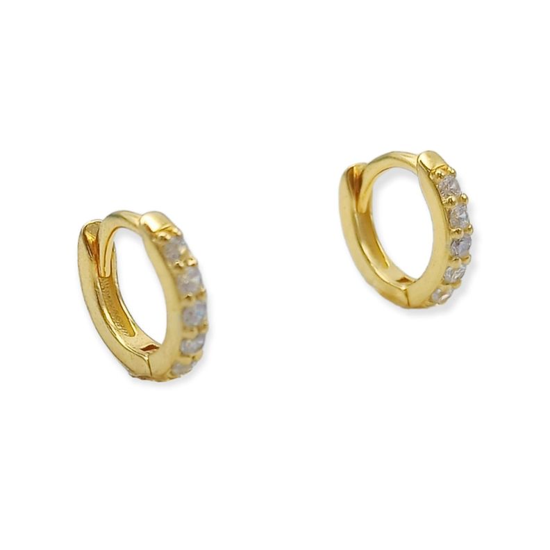 Argollas Pave 8mm Piercing Básico Plata Chapada Oro 18-0