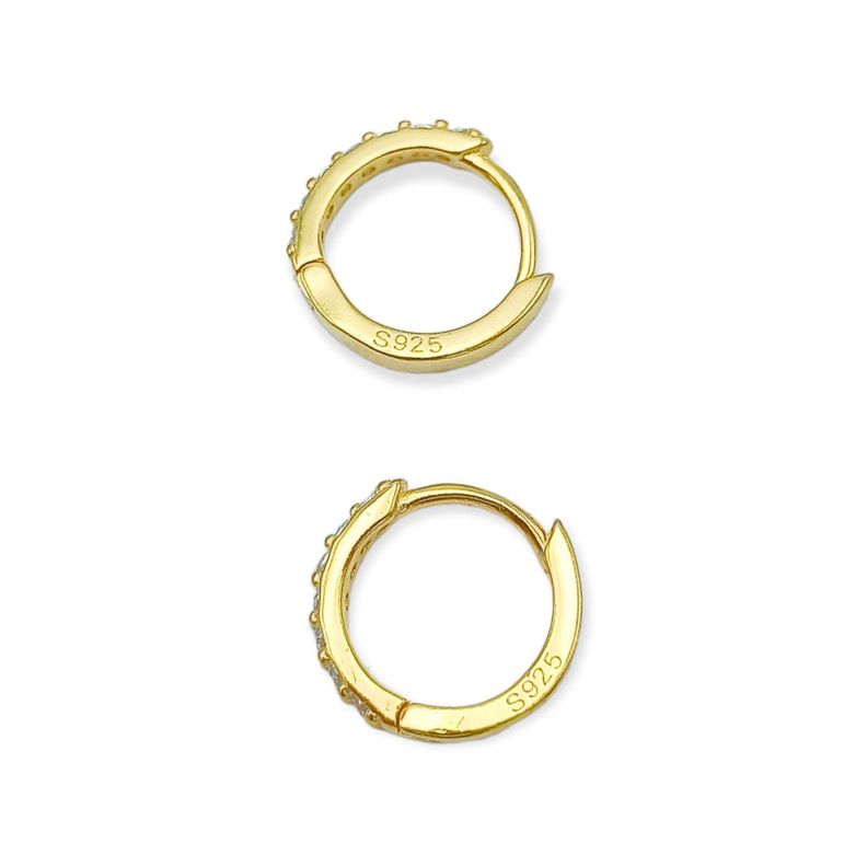 Argollas Pave 8mm Piercing Básico Plata Chapada Oro 18-4