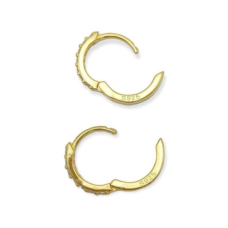 Argollas Pave 8mm Piercing Básico Plata Chapada Oro 18-5