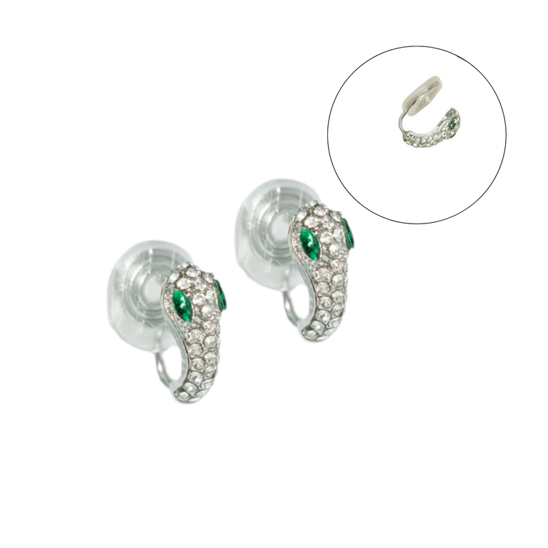 Aros sin perforacion serpiente Cleo clip zirconias verdes Verde
