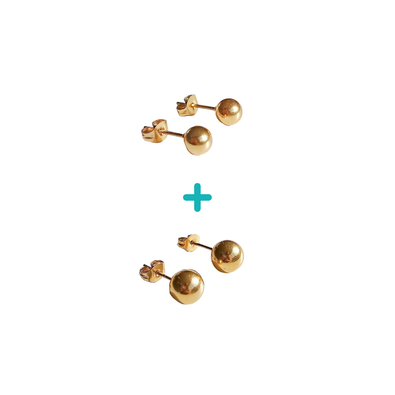 Pack De Aros Piercing Esferas 5mm + 7mm Chapadas En Oro 18k-0