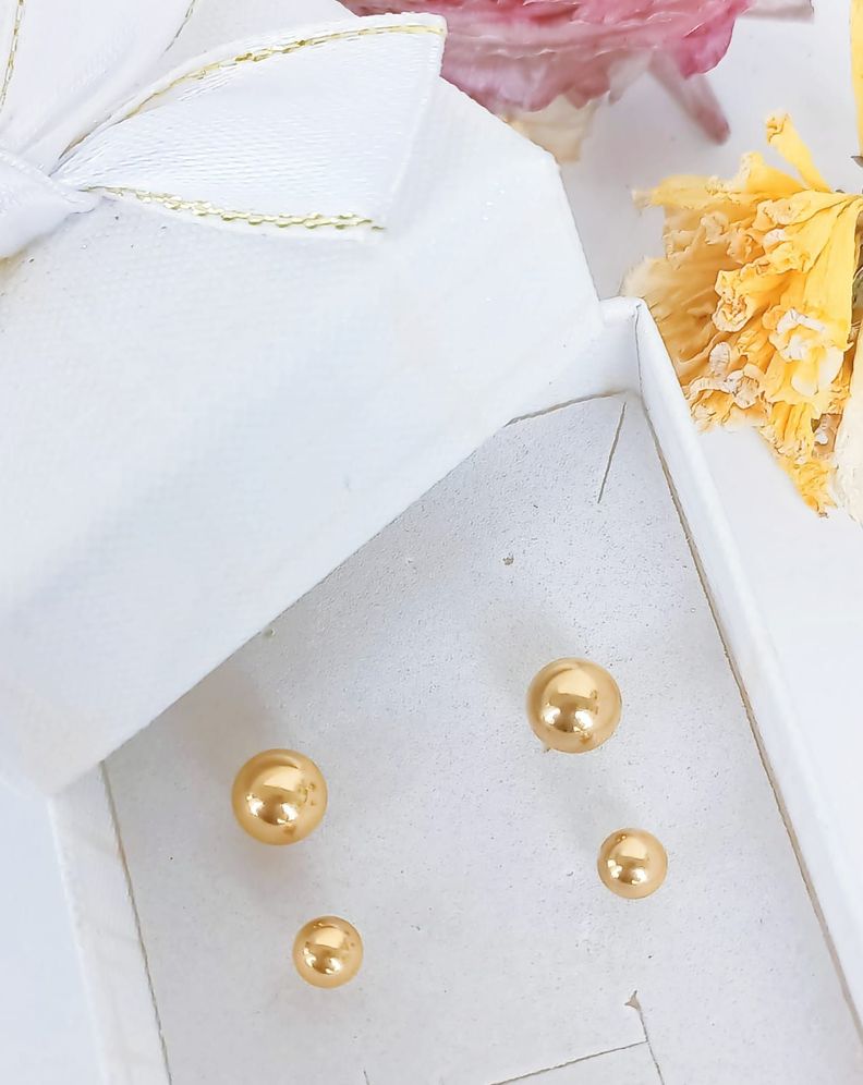 Pack De Aros Piercing Esferas 5mm + 7mm Chapadas En Oro 18k-1