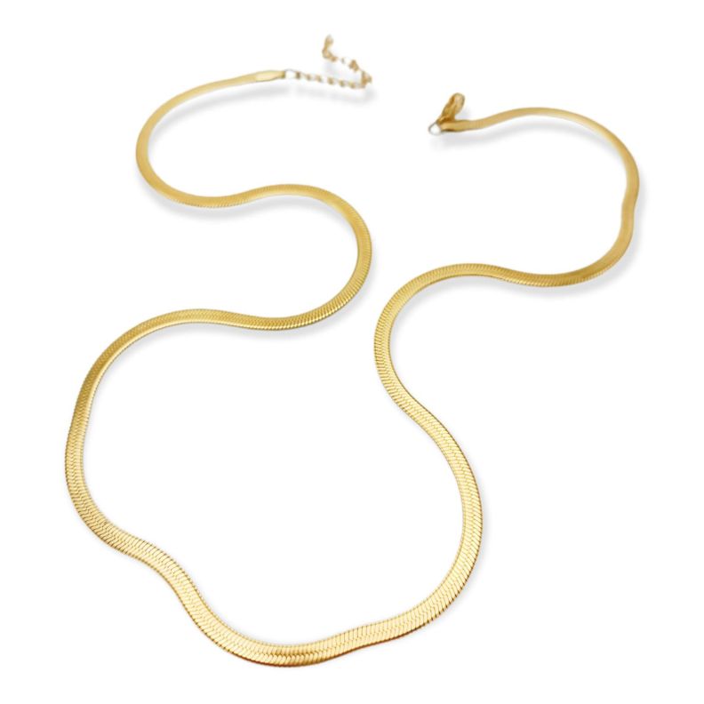 Colgante Cadena Tejido Serpiente 3mm Chapado En Oro 18kl Dorado