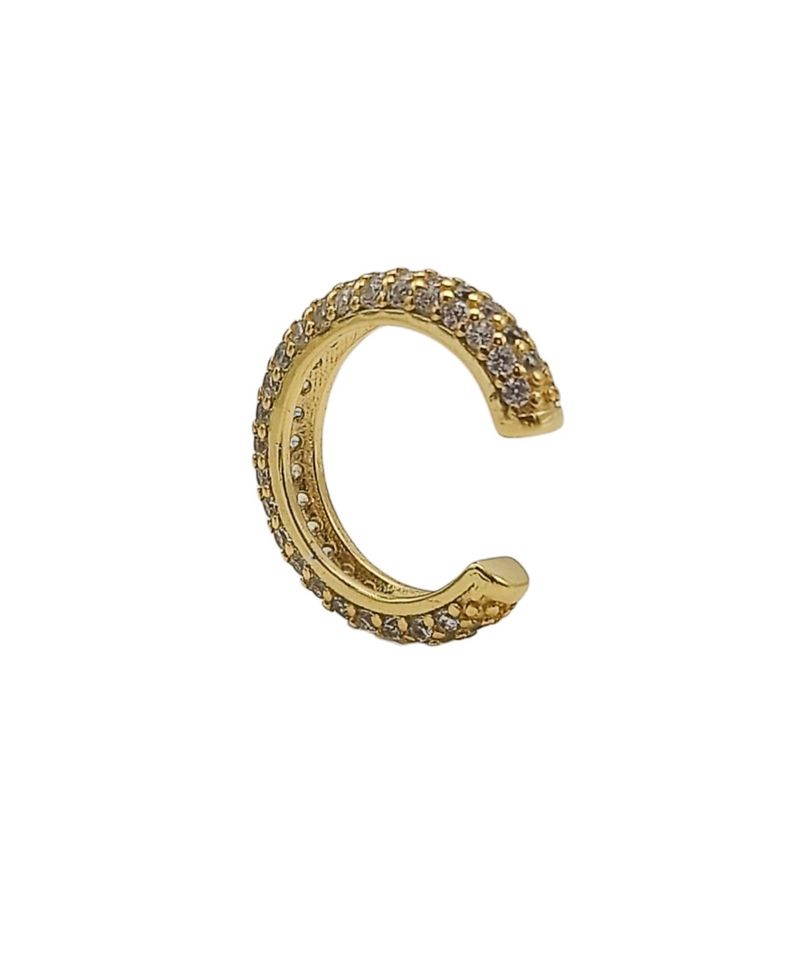 Aro Earcuff Chico Pave Elegante Plata 925 Chapado En Oro 18k-3