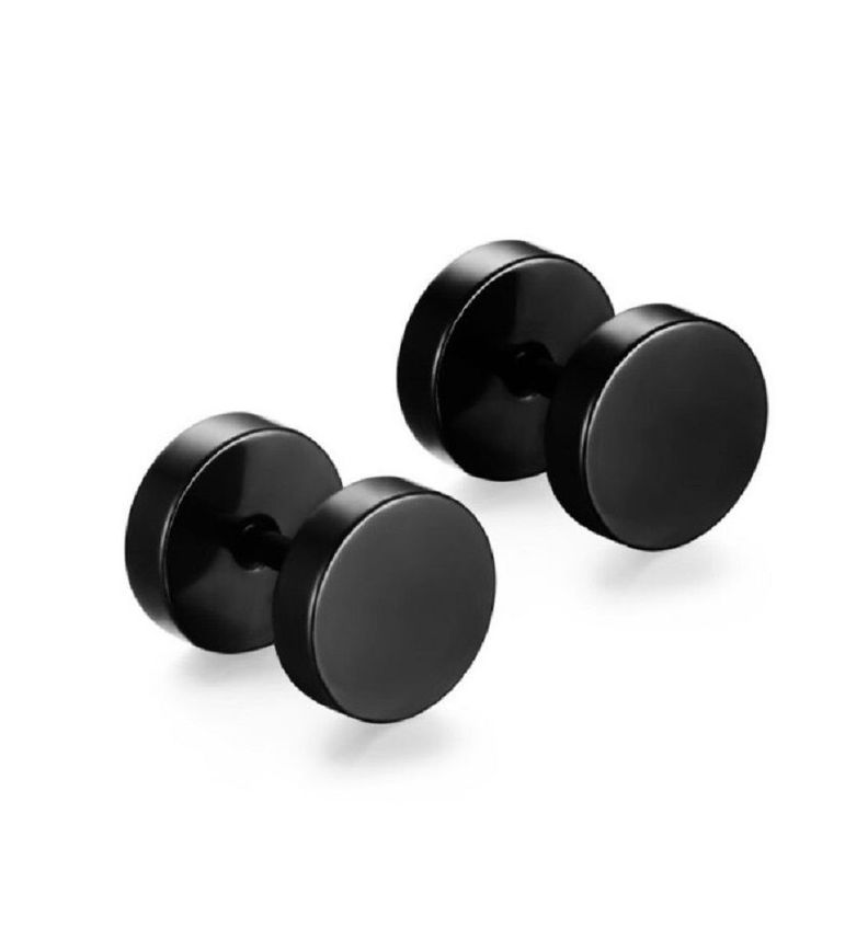 Aros Barbell Punk Black Rock Hombre Mujer Moda Juvenil 8mm Negro-3