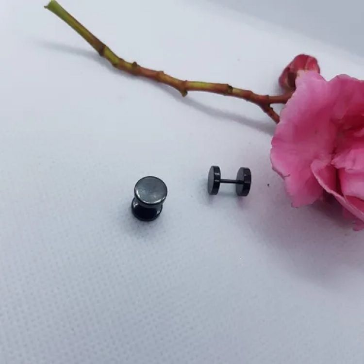 Aros Barbell Punk Black Rock Hombre Mujer Moda Juvenil 8mm Negro-2