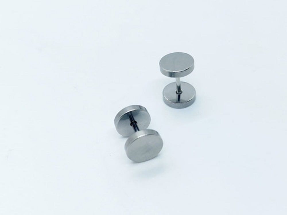 Aros Barbell Punk Black Rock Hombre Mujer Moda Juvenil 8mm Plateado-2