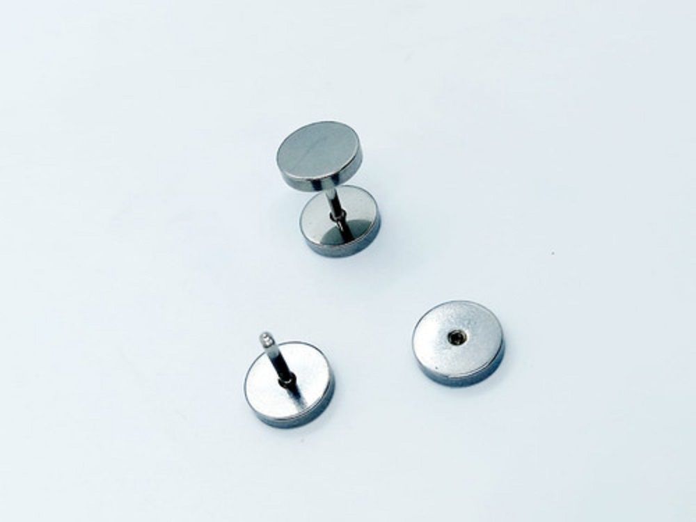 Aros Barbell Punk Black Rock Hombre Mujer Moda Juvenil 8mm Plateado-5