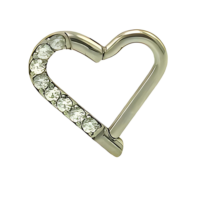 Piercing Corazón Aro Plateado Titanio F136 G23 Circonios-0