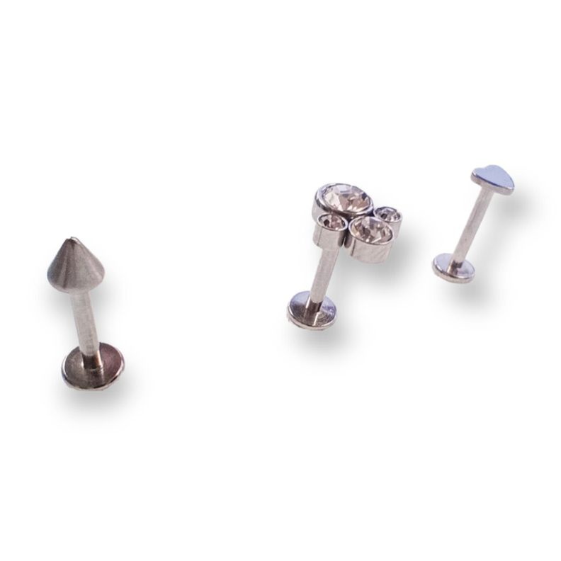 Set de Piercing Conquista Labret push pin acero quirurgico-0