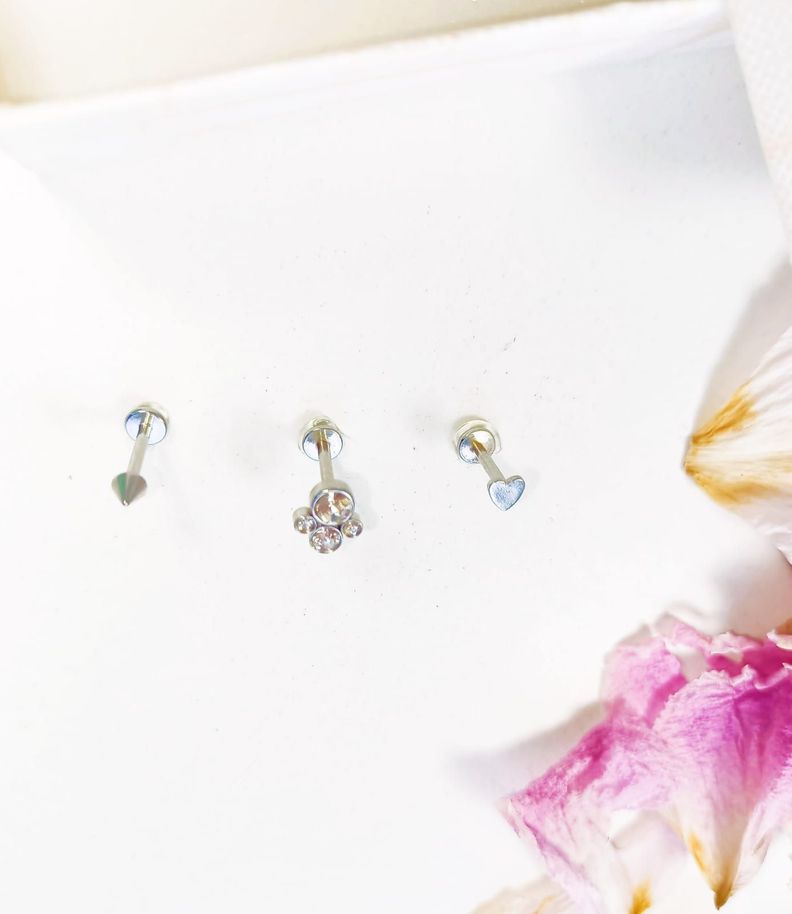 Set de Piercing Conquista Labret push pin acero quirurgico-4