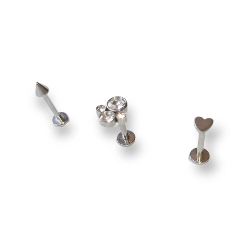 Set de Piercing Conquista Labret push pin acero quirurgico-5